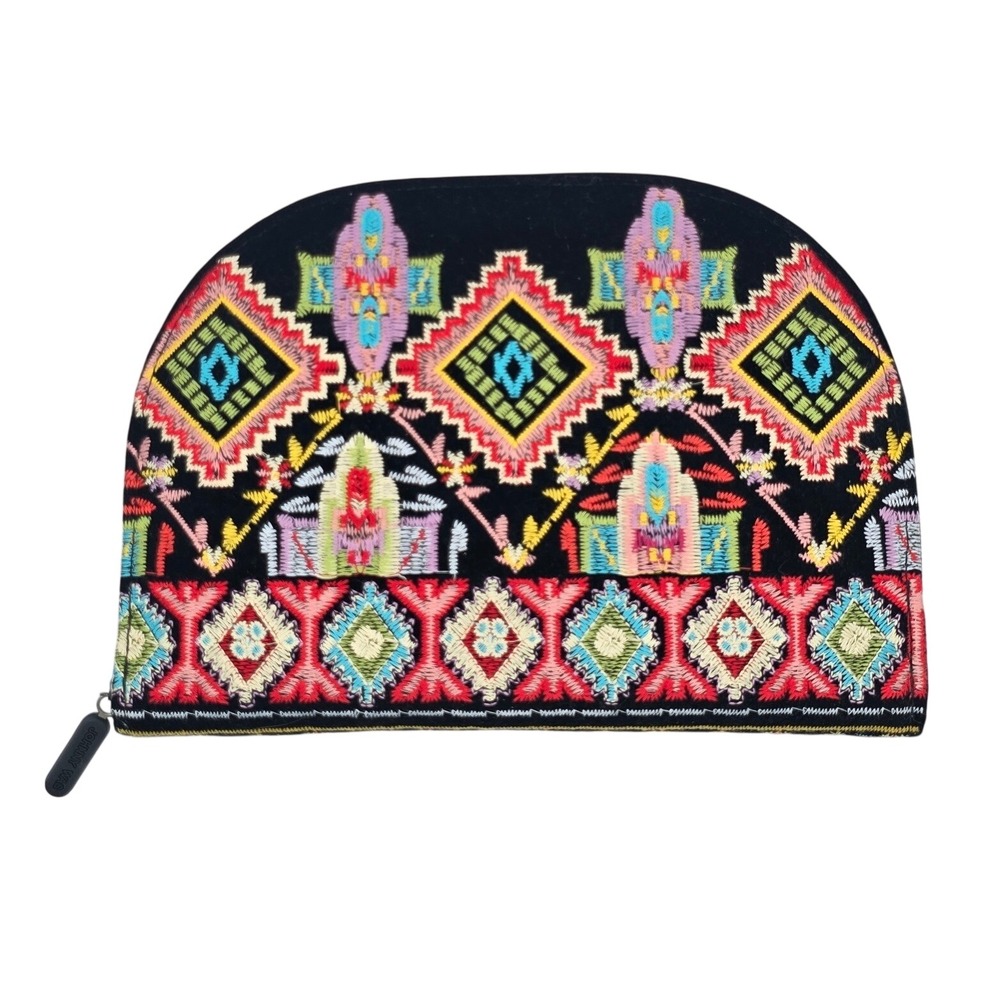 Johnny Was Embroidered‎ Velvet Jewelry Organizer Travel Aztec Case Clutch Boho